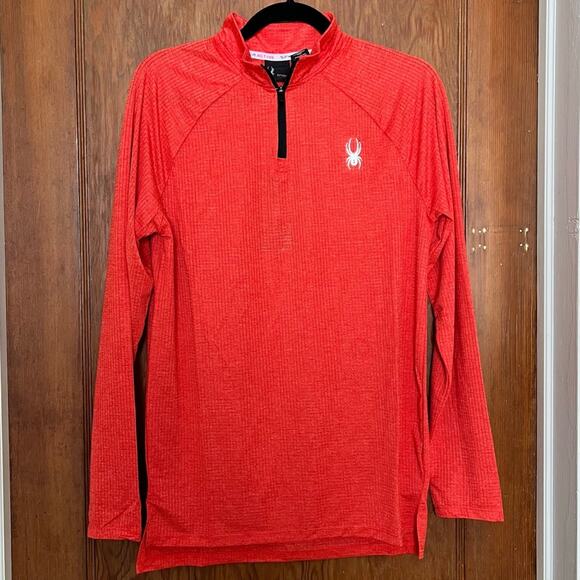 Spyder Active 1/4‎ Quarter Zip Quick Dry Lightweight Pullover Red Men's Medium - Picture 1 of 5